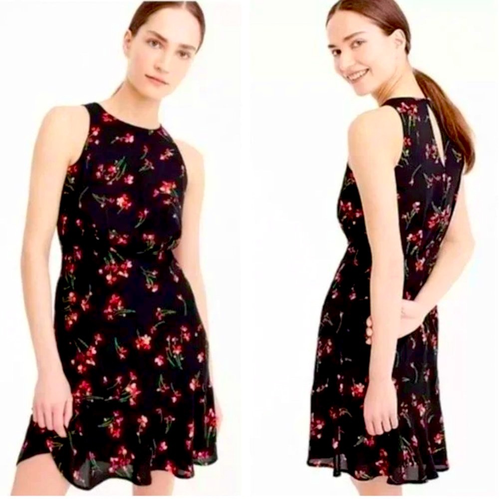 NWOT J. Crew Ruched Waist Dress “Falling Flora” - Mini Dress - Size 0